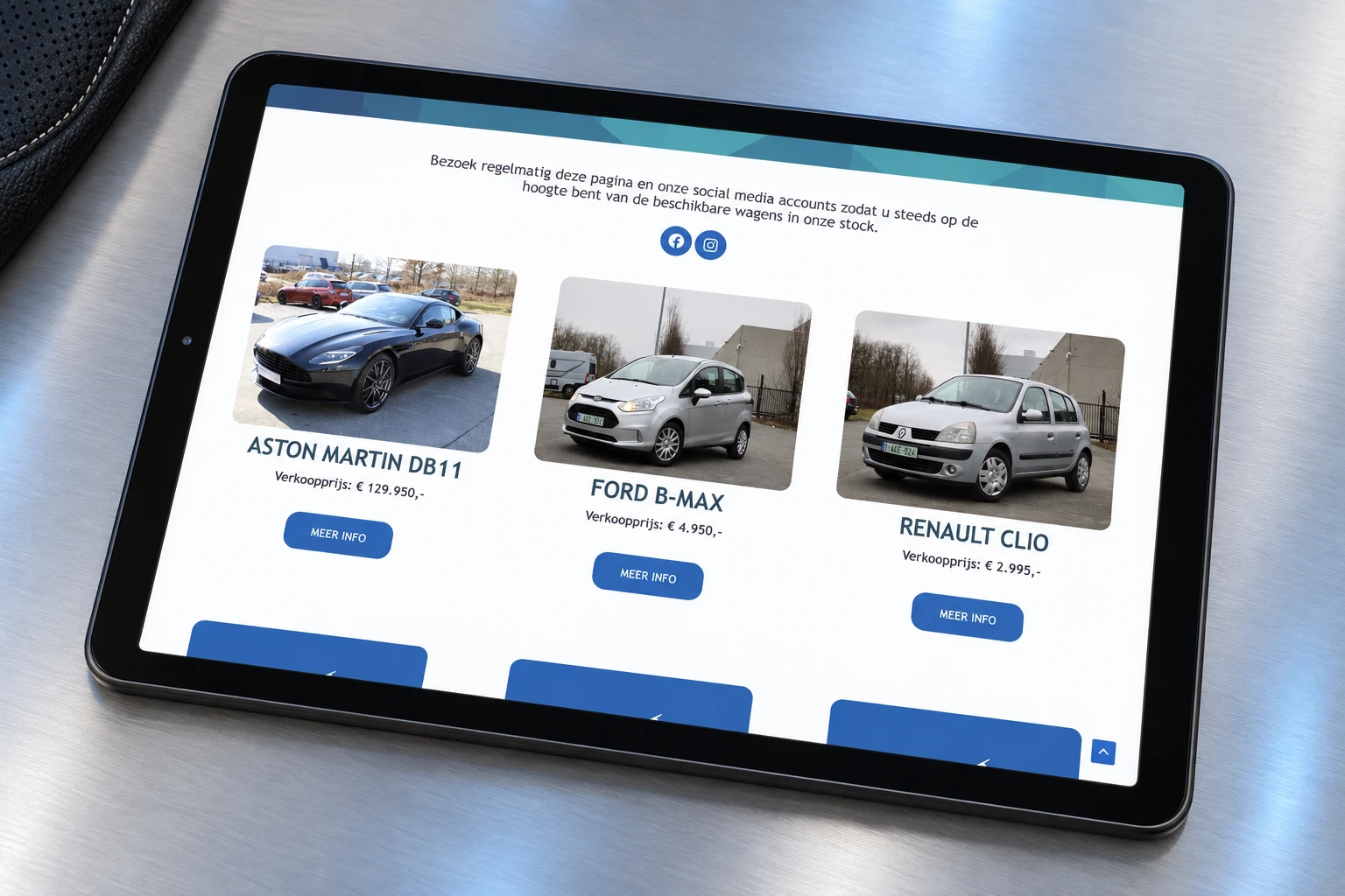 AV Automotive stockwebsite op tablet