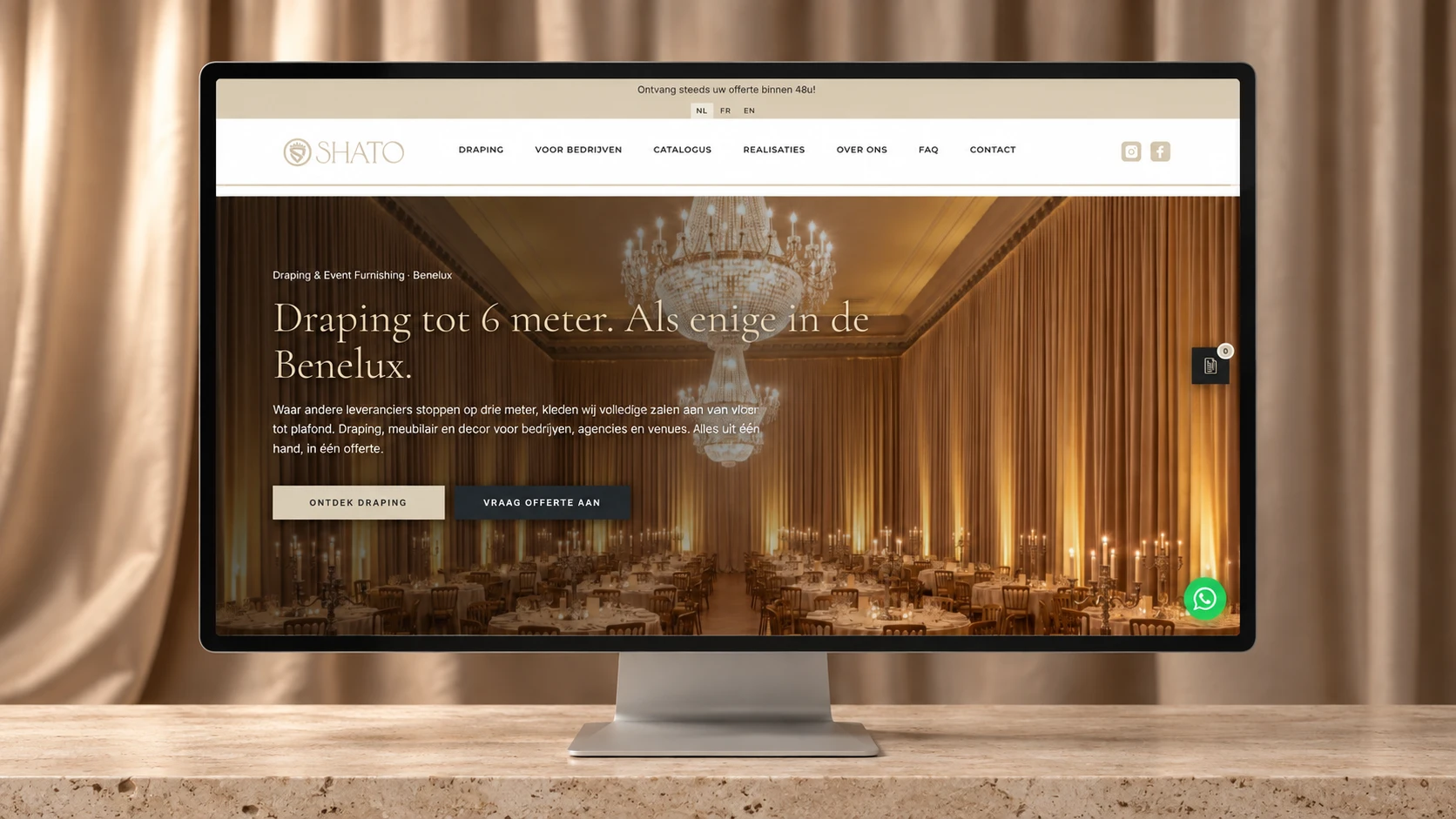 De website en digitale collectie van Shato op een monitor